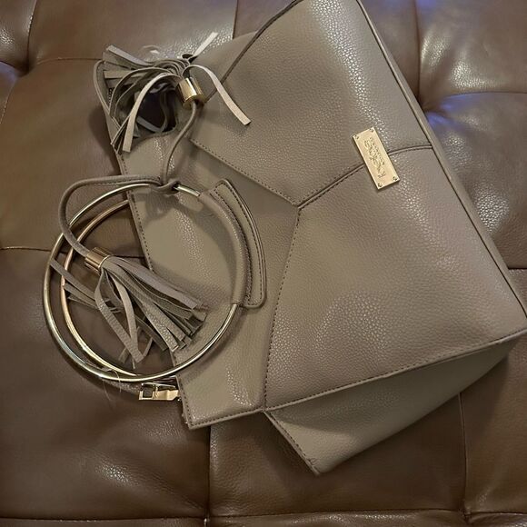 Bebe Leather Metal Handled Handbag Tassel Purse - Picture 8 of 10